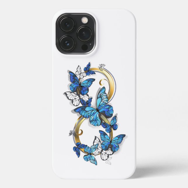 Funda Para iPhone Symbol Infinity of Blue Morpho Butterflies (Reverso )