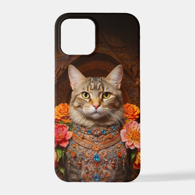 Funda Para iPhone Tabby marrón con flores y estilo victoriano (Reverso )