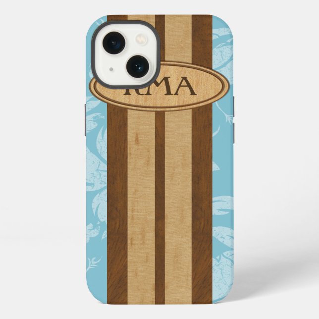 Funda Para iPhone Tabla de Surf de Madera Falsa de Sunset Beach Mono (Reverso )
