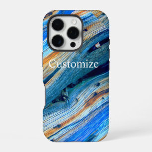 Funda Para iPhone 16 Pro tablas de granos azules meteorizadas