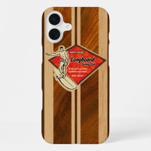 Funda Para iPhone 16 Plus Tablas de surf de Waimea hawaiano de madera de Koa