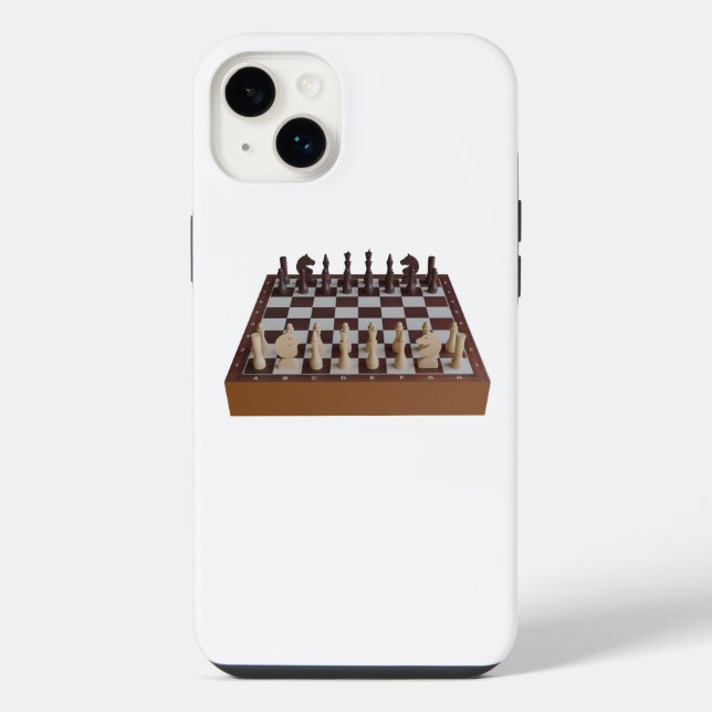 Funda Para iPhone Tablero de ajedrez con piezas de ajedrez (Reverso)