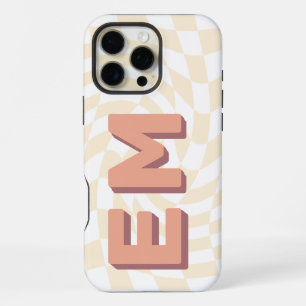 Funda Para iPhone 16 Pro Max Tablero de ajedrez estético Monograma de moda