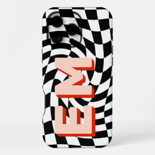 Funda Para iPhone 16 Pro Max Tablero de ajedrez estético Monograma de moda