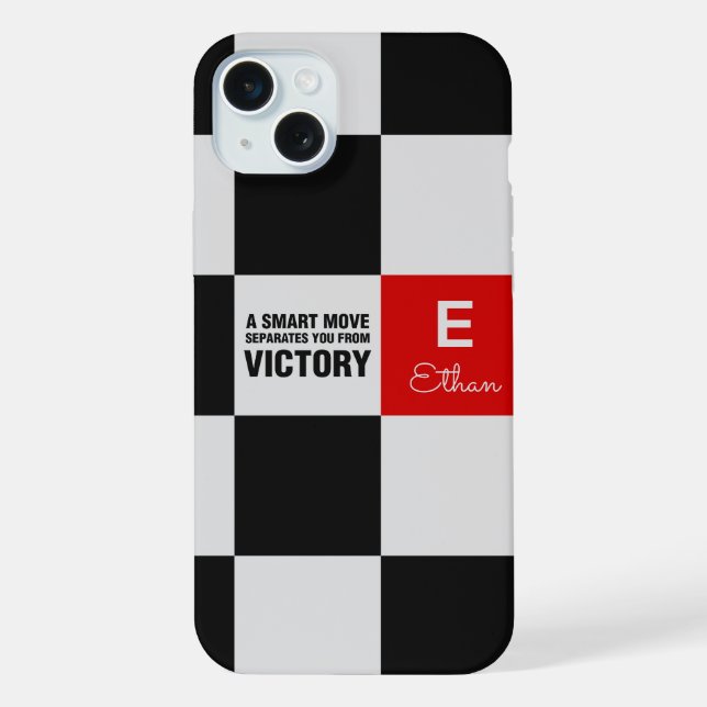 Funda Para iPhone Tablero de Ajedrez Monograma (Reverso )