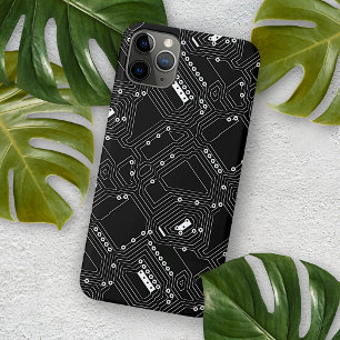 Funda Para iPhone 16 Pro Max Tablero de circuito de computadora retro negro bla