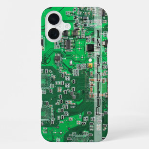 Funda Para iPhone 16 Plus Tablero de Circuito Impreso Verde Personalizado pa