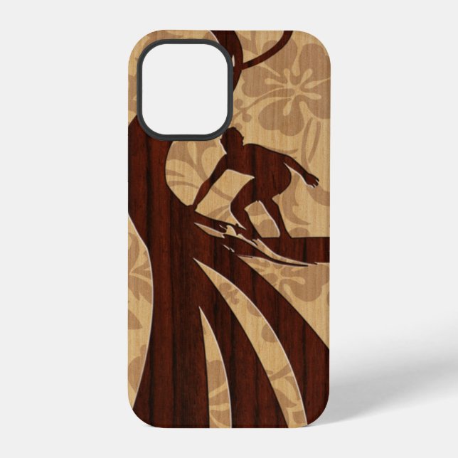 Funda Para iPhone Tablón de surf de madera de Koa Surfista  (Reverso )
