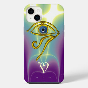 Funda Para iPhone 14 Plus TALISMÁN AZUL MONOGRAMA Verde azulado, blanco mor