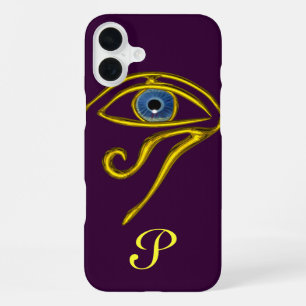 Funda Para iPhone 16 Plus TALISMAN AZUL, ORO HORUD OYE MONOGRAM Púrpura