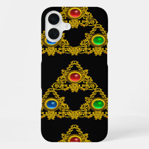 FUNDA PARA iPhone 16 PLUS TALISMÁN ÉLFICO MÁGICO,TRIÁNGULO DE ORO NEGRO,PIED
