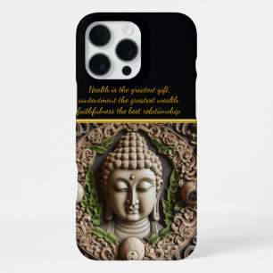 Funda Para iPhone 16 Pro Max Talla budista de hojas y orbes. IA generativa