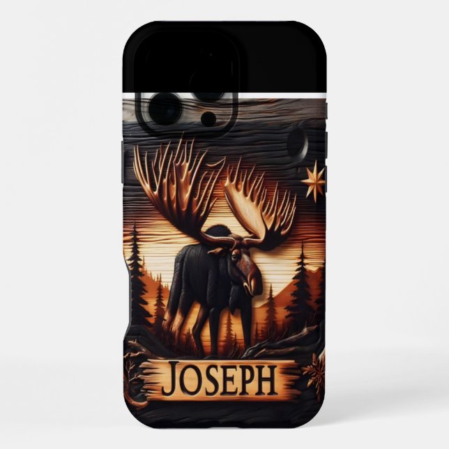 Funda Para iPhone Talla de alce con nombre (Reverso )