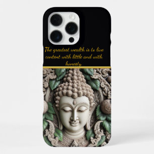 Funda Para iPhone 16 Pro Max Talla de Buda adornada con hojas. IA generativa