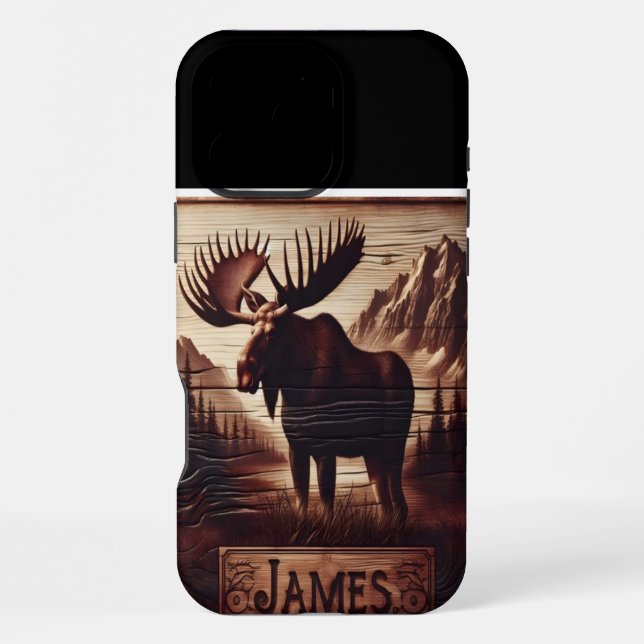 Funda Para iPhone Talla de madera de alce de José (Reverso )