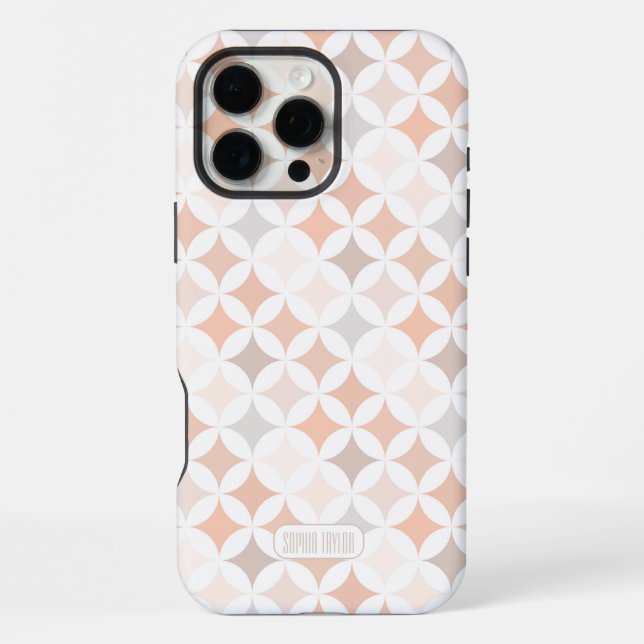 Funda Para iPhone Tan Círculos de Diamantes Geométricos (Reverso )