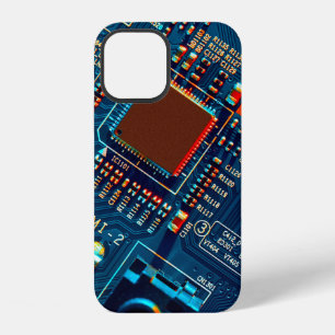 Funda Para iPhone 12 Tarjeta de circuito electrónico de cerca. electrón