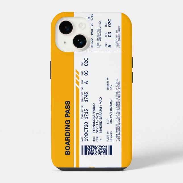 Funda Para iPhone Tarjeta de embarque - Amarillo (Reverso )