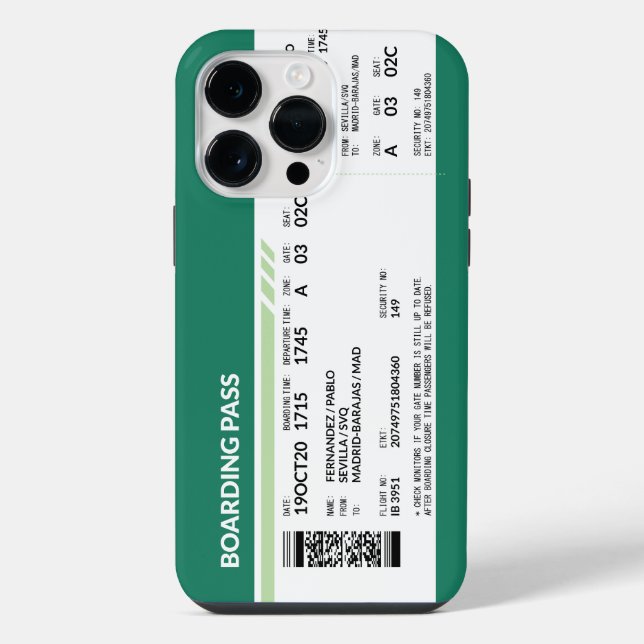 Funda Para iPhone Tarjeta de embarque - Verde (Reverso )