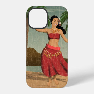 Funda Para iPhone 12 Pro Tarjeta postal deteriorada de niña Hula Vintage Ha