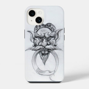 Funda Para iPhone 14 TAROT/ANTIGUO FANTASÍA MÁSCARA GROTESCA Blanco Neg