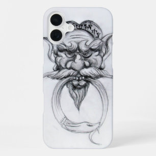 Funda Para iPhone 16 Plus TAROT/ANTIGUO FANTASÍA MÁSCARA GROTESCA Blanco Neg