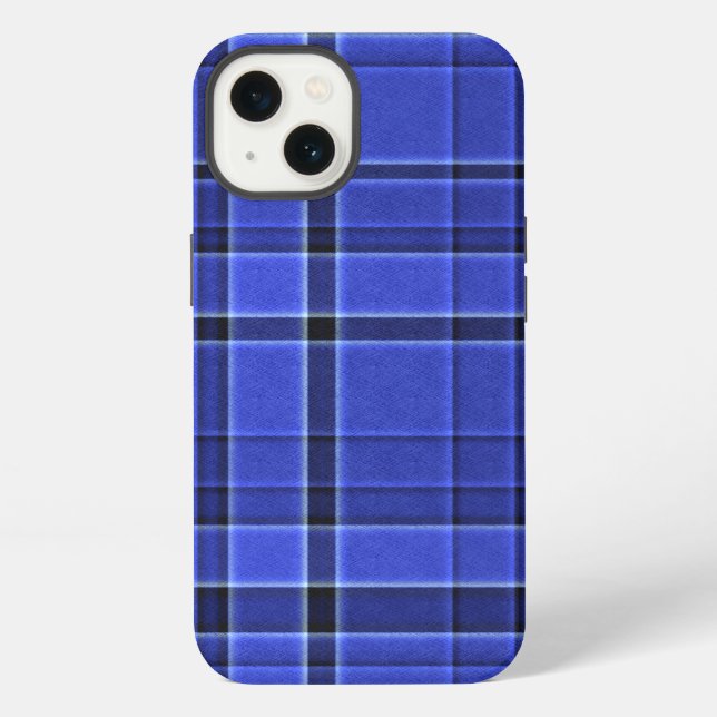 Funda Para iPhone Tartan a cuadros azules (Reverso )