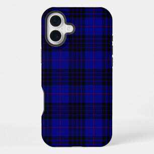 Funda Para iPhone 16 Plus tartan azul negro de cuadros MacKay