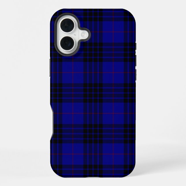 Funda Para iPhone tartan azul negro de cuadros MacKay (Reverso )