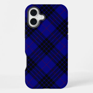 Funda Para iPhone 16 Plus tartan azul negro de cuadros MacKay