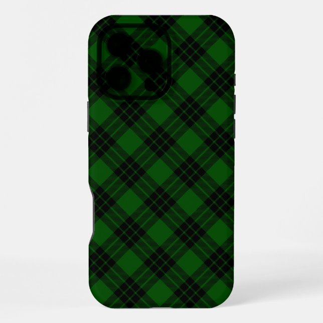 Funda Para iPhone Tartan Graham verde negro a cuadros (Reverso )
