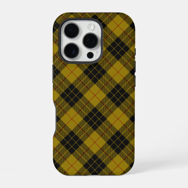 Funda Para iPhone tartan MacLeod amarillo cuadros negros (Reverso )