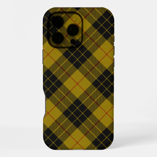 Funda Para iPhone tartan MacLeod amarillo negro a cuadros (Reverso )