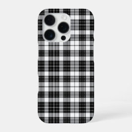 Funda Para iPhone 16 Pro Tartán monocromo blanco y negro elegante