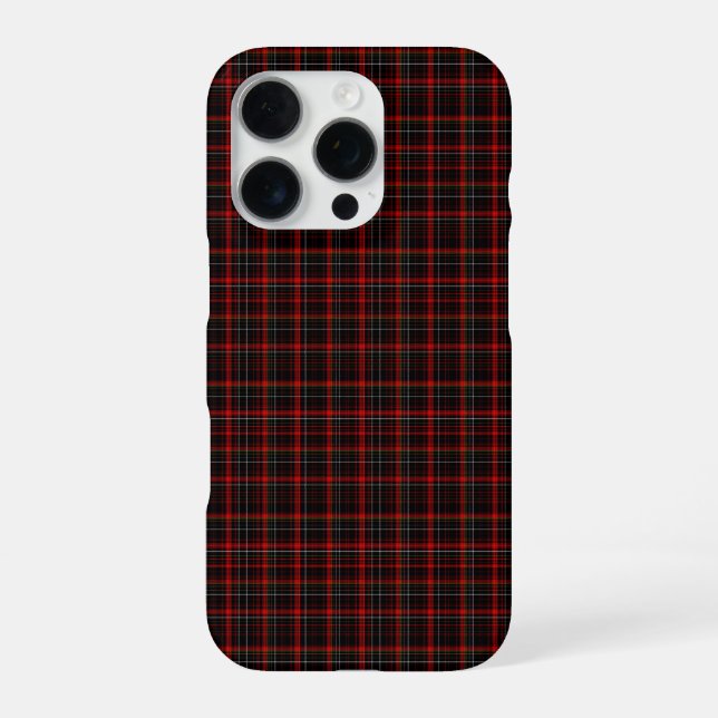 Funda Para iPhone Tartán Navidades tradicionales negros y rojos oscu (Reverso)