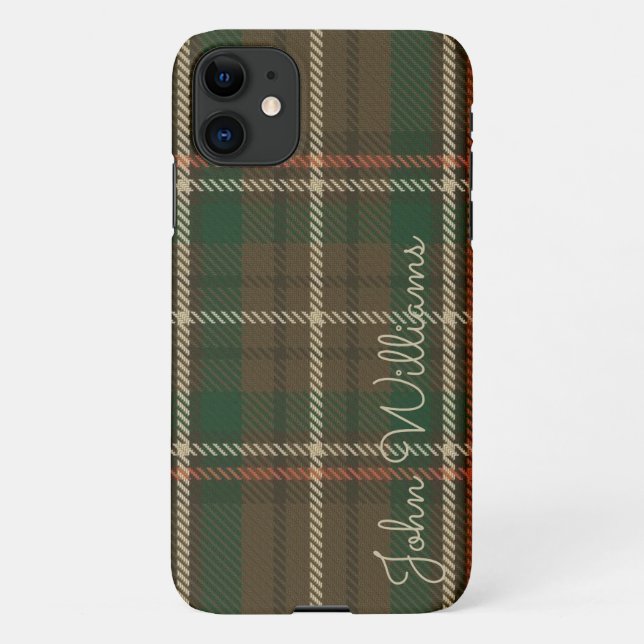 Funda Para iPhone TARTAN Personalizado Nombre manuscrito impreso col (Reverso)
