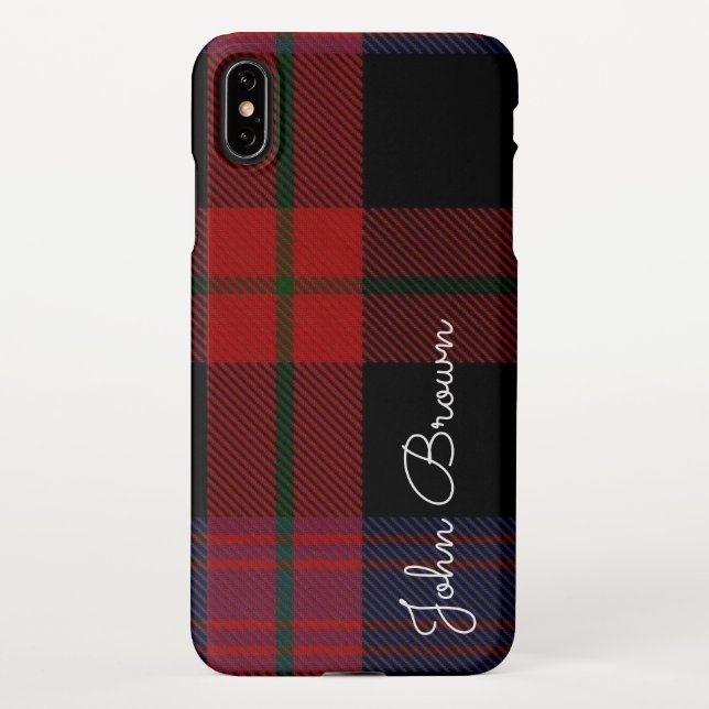Funda Para iPhone TARTAN Personalizado Nombre manuscrito impreso col (Reverso)