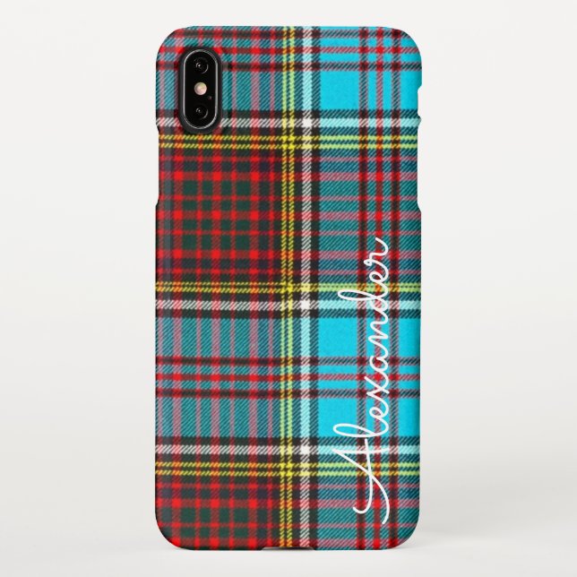 Funda Para iPhone TARTAN Personalizado Nombre manuscrito impreso col (Reverso)