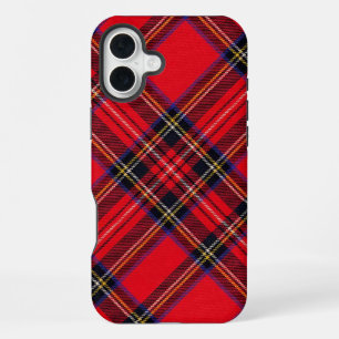 Funda Para iPhone 16 Plus tartan Royal Stewart rojo negro a cuadros