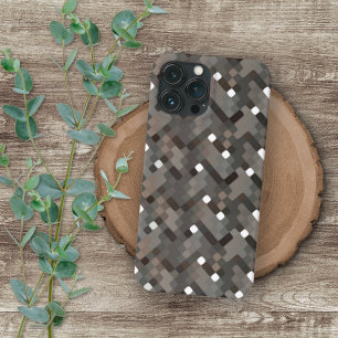 Funda Para iPhone 16 Pro Max Taupe Gris Marrón Oscuro Blanco Mosaico Art Case-M