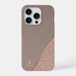 Taupe Moderno y Rosa Dorado Glitter Geométrico de