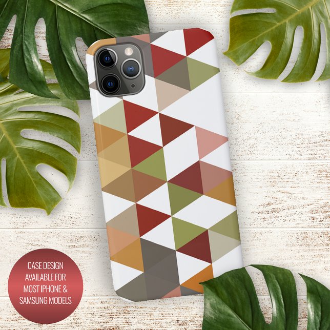 Funda Para iPhone Taupe verde oscuro marrón arte de polígono blanco (Subido por el creador)
