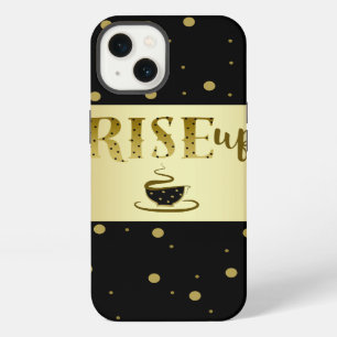 Taza de café con papel de aluminio negro y dorado