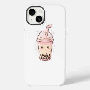 Funda Para iPhone 14 Taza de té de leche de boba Kawaii arte de pegatin