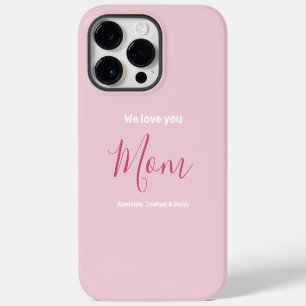 Funda Para iPhone 14 Pro Max Te Amamos Mamá Rosa Minimalista