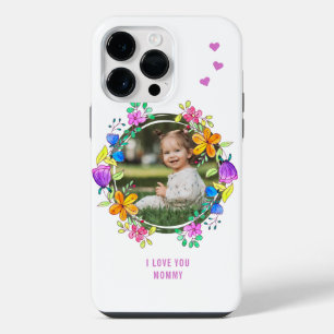 Funda Para iPhone 14 Pro Max TE AMO MAMÁ Foto Floral Moderno Colorido