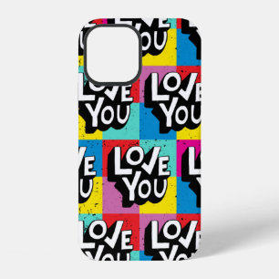 Funda Para iPhone 12 Te amo. Patrón de letras a mano para el día de San