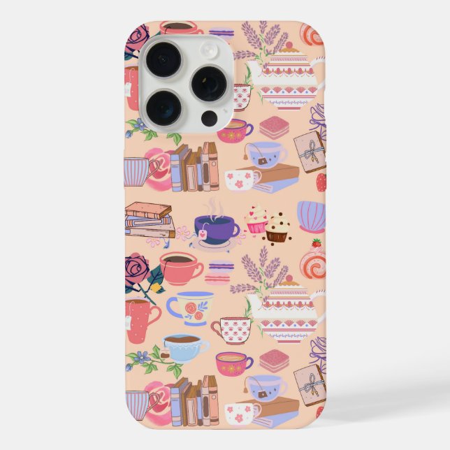 Funda Para iPhone Té y Libros Lindos (Reverso )