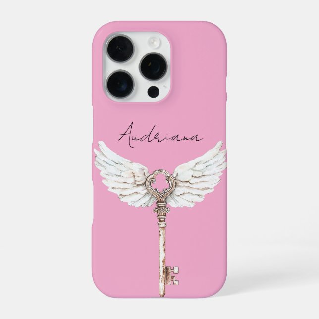 Funda Para iPhone Tecla de plumas de ángel blanco (Reverso)