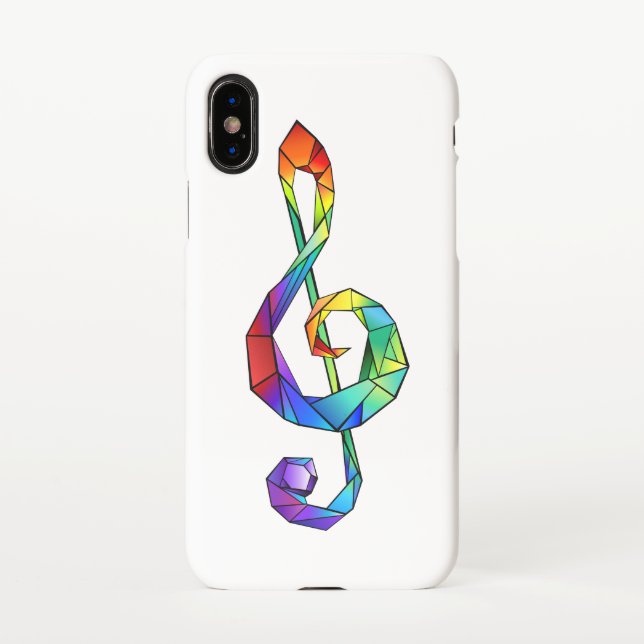 Funda Para iPhone Tecla musical arcoiris tremendo clef (Reverso)